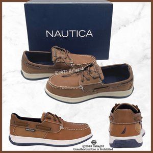 NAUTICA Wateree Youth Boys Boat Shoes Size 3 Slip On Tan Brown Navy New Other